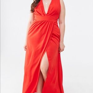 F21+ plunging neck gown